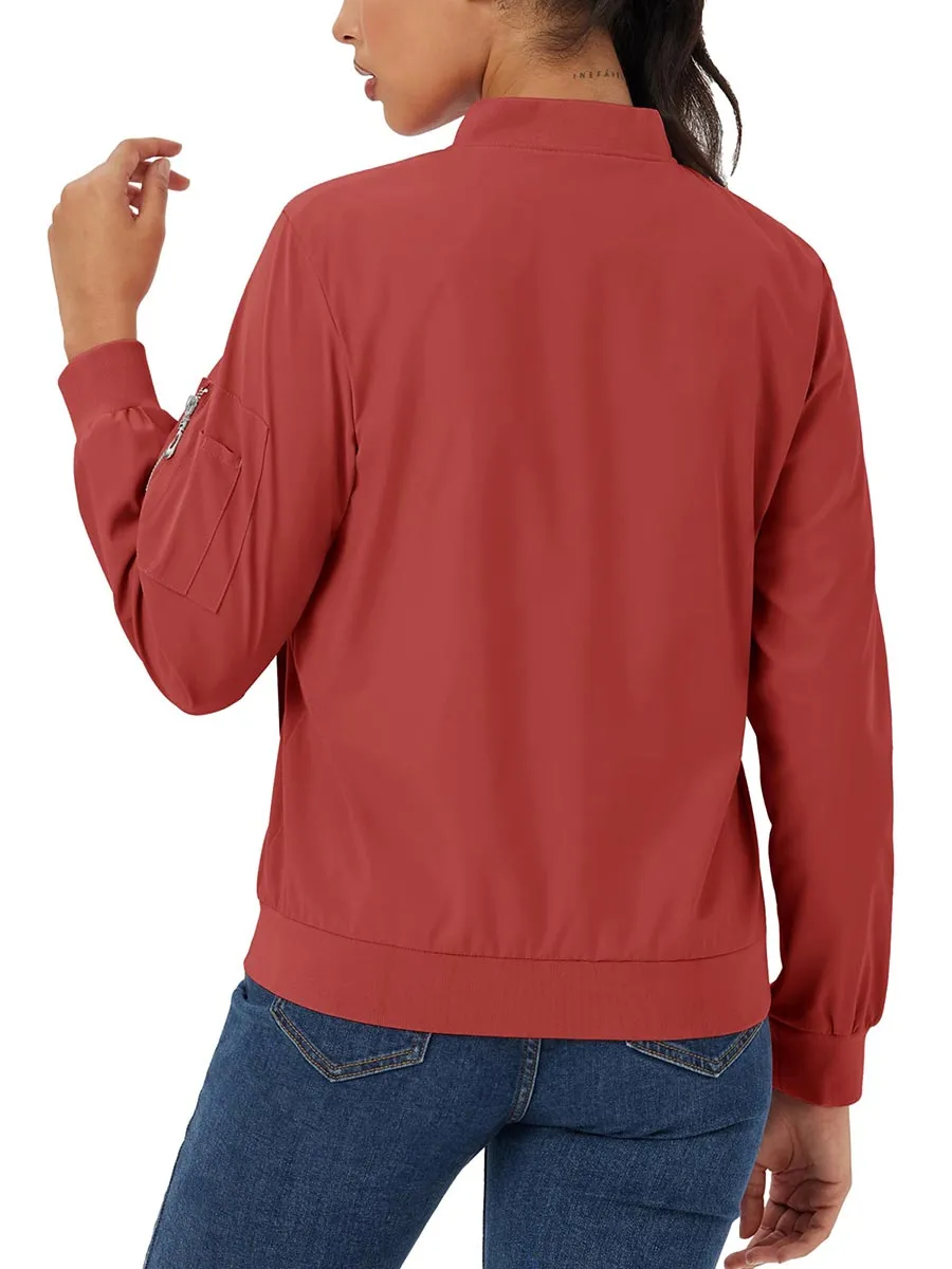 Women's 4-Pocket Lightweight Casual Windproof Full-Zip Bomber Jacket sold by Tacvasen product image thumbnail 2