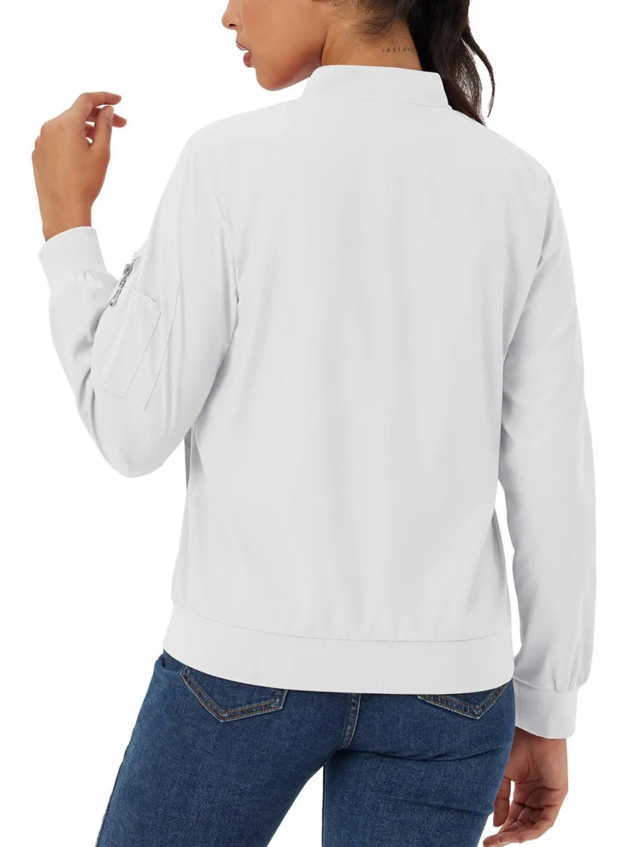 Women's 4-Pocket Lightweight Casual Windproof Full-Zip Bomber Jacket sold by Tacvasen product image thumbnail 4