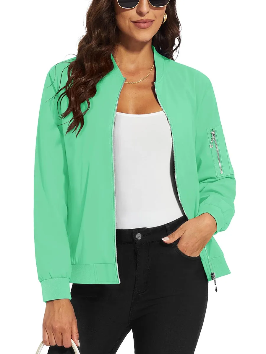 Women's 4-Pocket Lightweight Casual Windproof Full-Zip Bomber Jacket sold by Tacvasen product image thumbnail 5