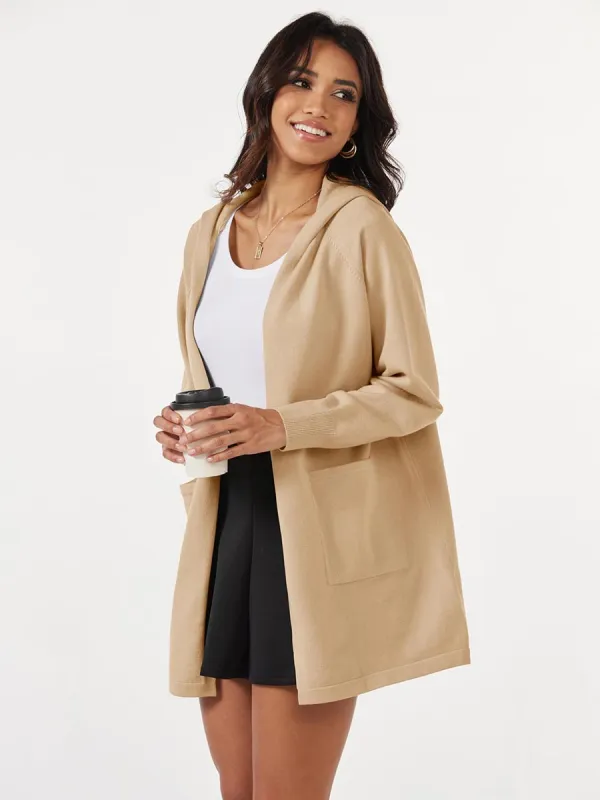 Women's Cardigan Open Front Knit Hoodie Sweater Coatigan Jacket made by Tacvasen