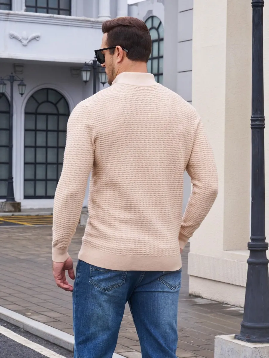 Men's 1/4 Zipper Pullover Knitted Textured Sweater sold by Tacvasen product image thumbnail 4