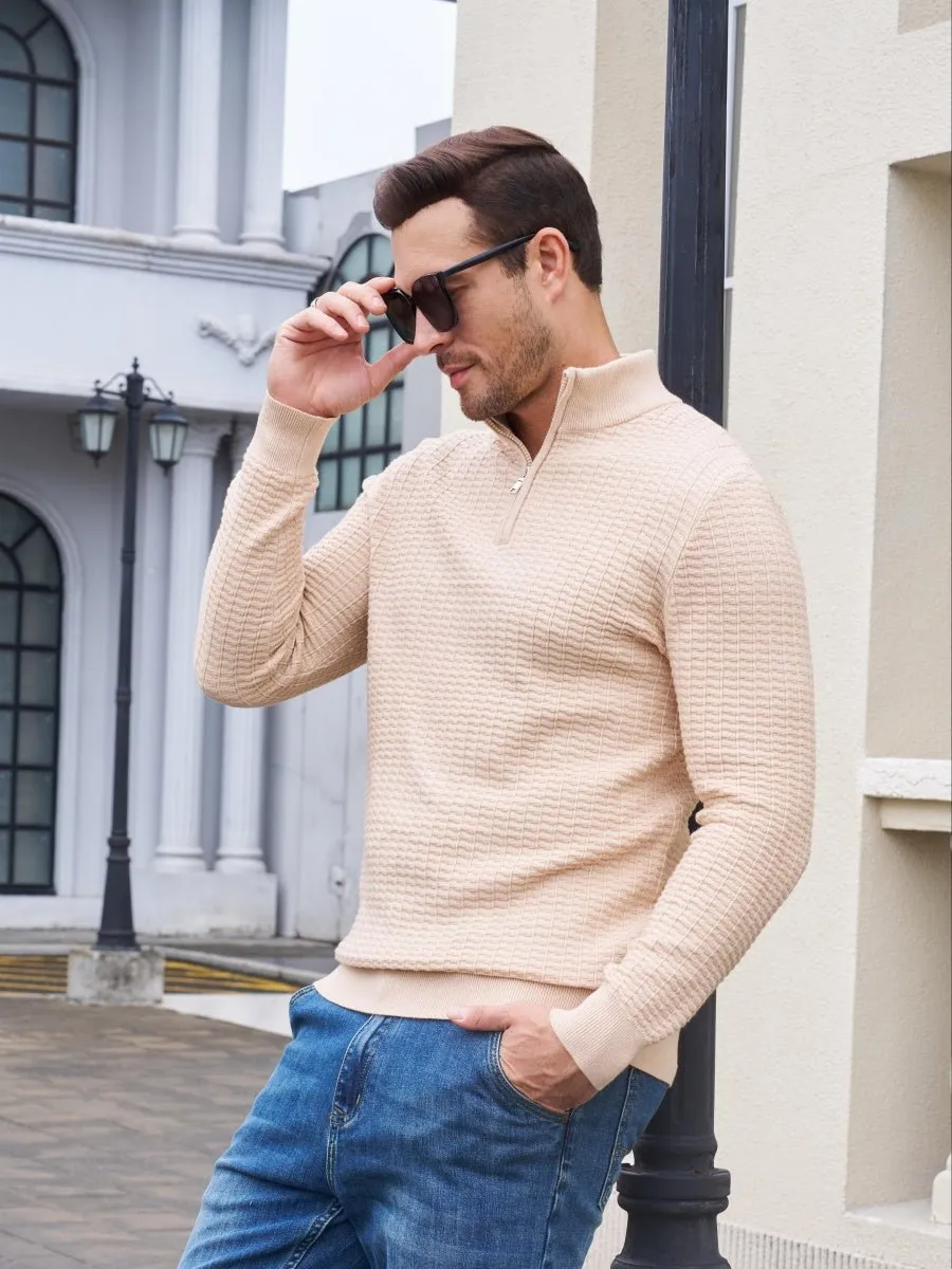 Men's 1/4 Zipper Pullover Knitted Textured Sweater sold by Tacvasen product image thumbnail 5