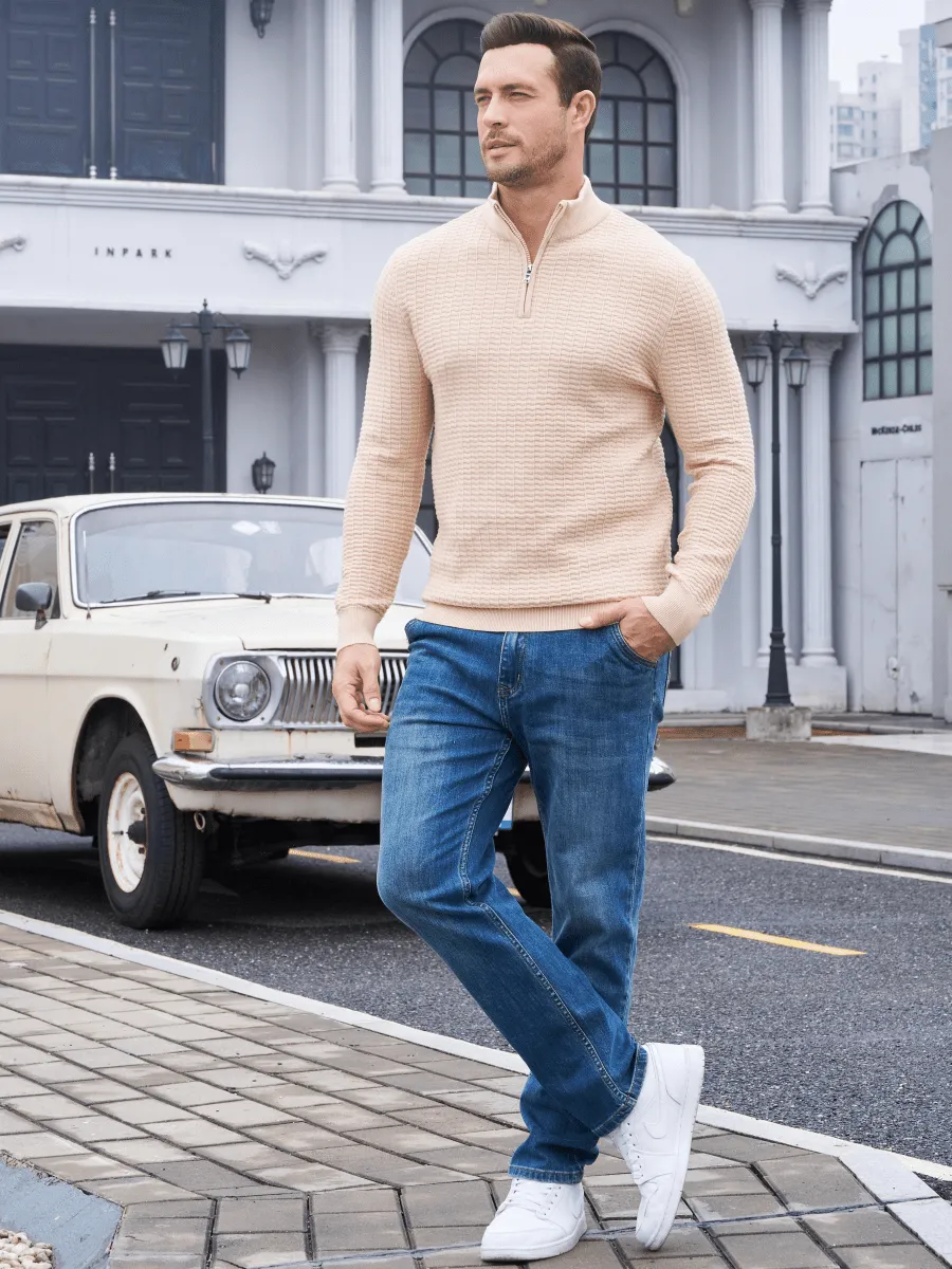 Men's 1/4 Zipper Pullover Knitted Textured Sweater sold by Tacvasen product image thumbnail 2