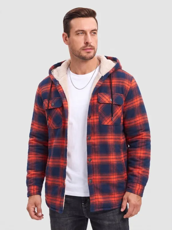 Men's Flannel Plaid Shirt Jacket With 5 Pockets made by Tacvasen