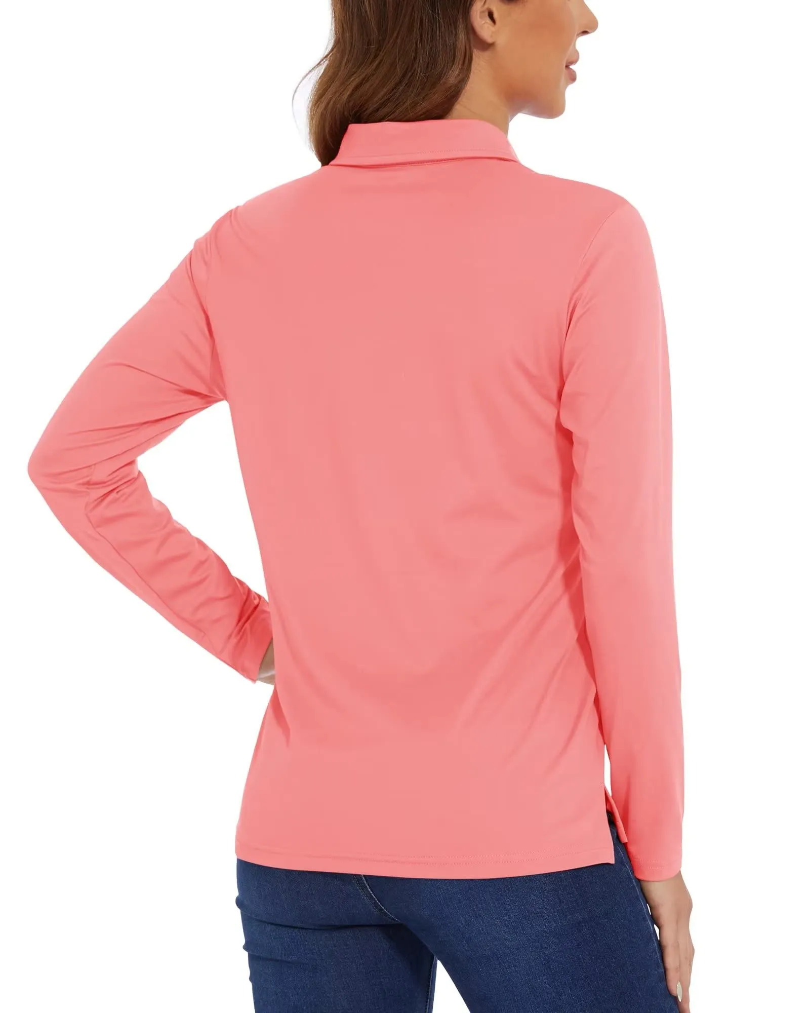 Women's Quick Dry UPF 50+ Long Sleeve Polo Shirts sold by Tacvasen product image thumbnail 4