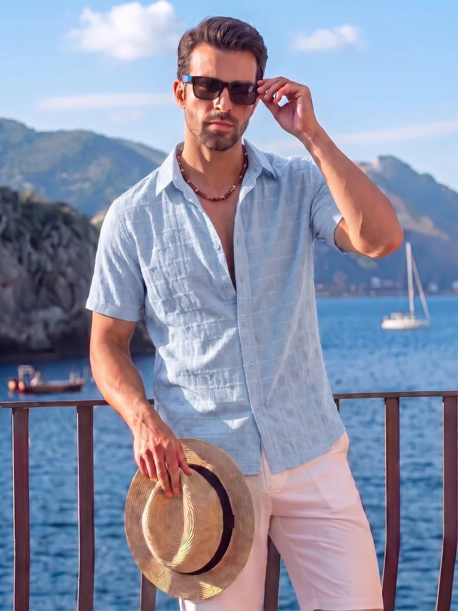 Men's Textured Casual Button Down Short Sleeve sold by Tacvasen product image thumbnail 4