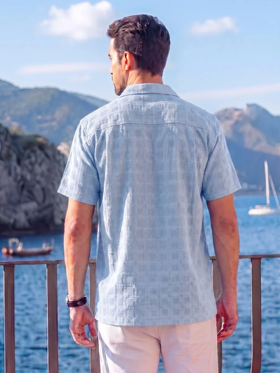 Men's Textured Casual Button Down Short Sleeve sold by Tacvasen product image thumbnail 5