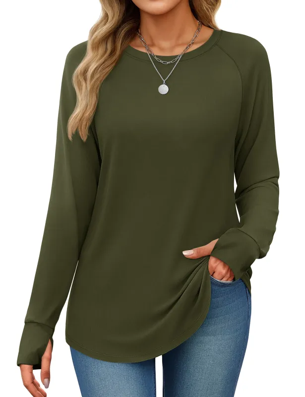 Women's Long Sleeve Shirts With Thumb Hole made by Tacvasen