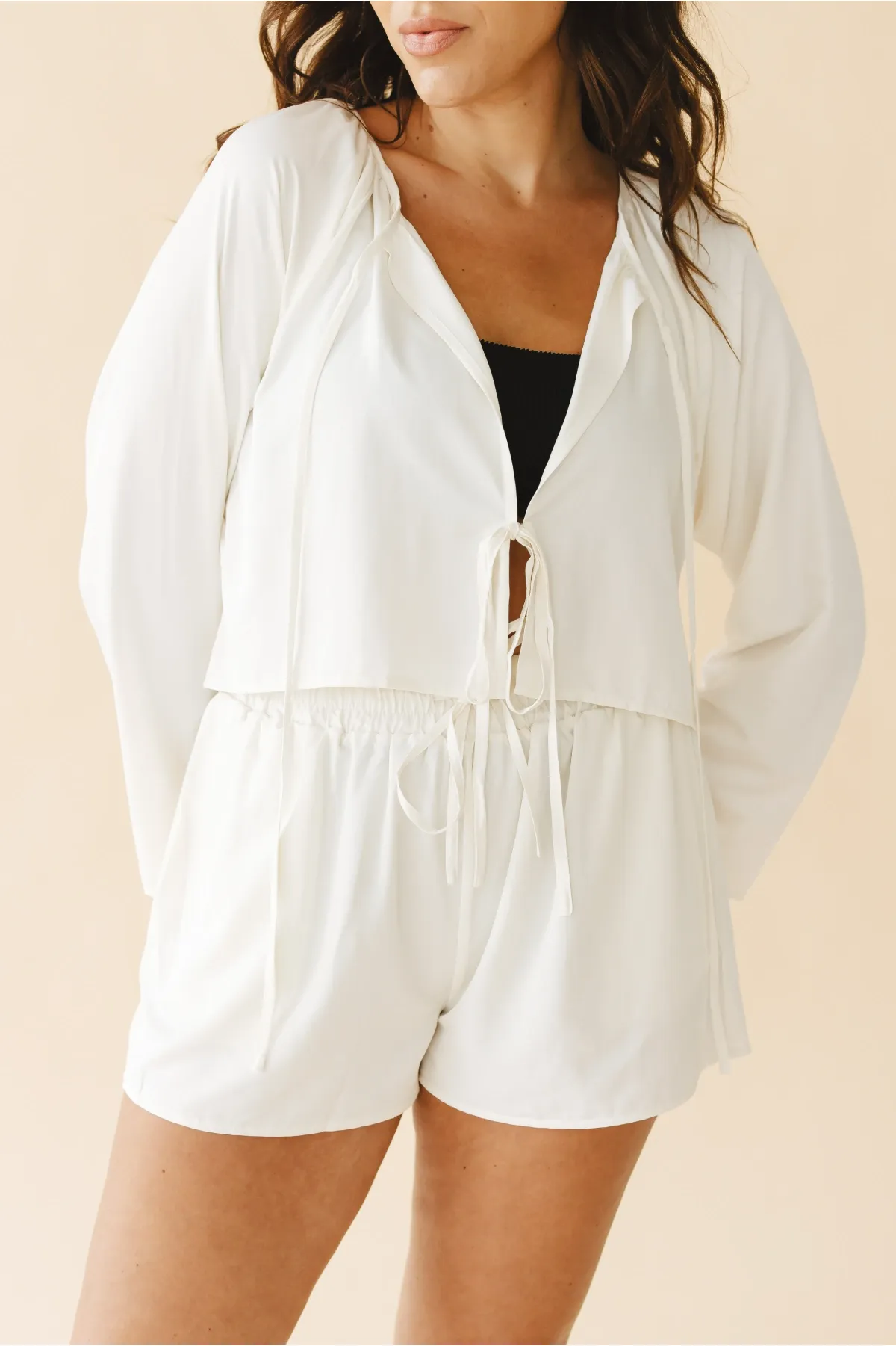 Georgie Front-Tie Top in Cream sold by Tied Sunwear product image thumbnail 5