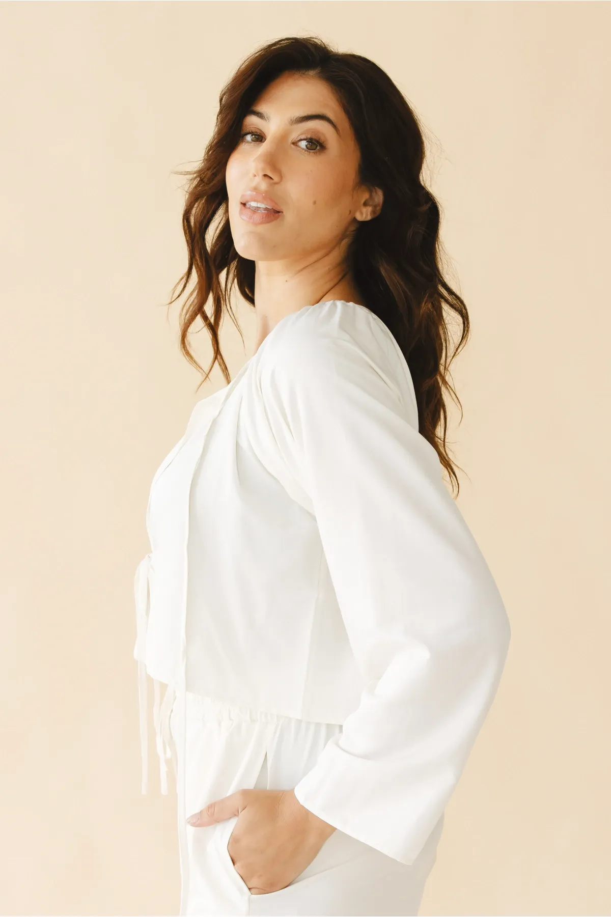 Georgie Front-Tie Top in Cream sold by Tied Sunwear product image thumbnail 2