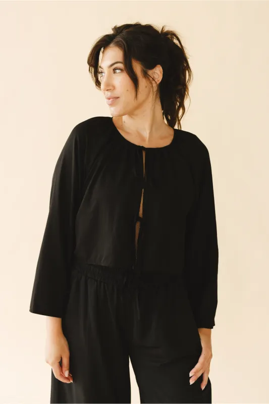 Georgie Front-Tie Top in Black sold by Tied Sunwear