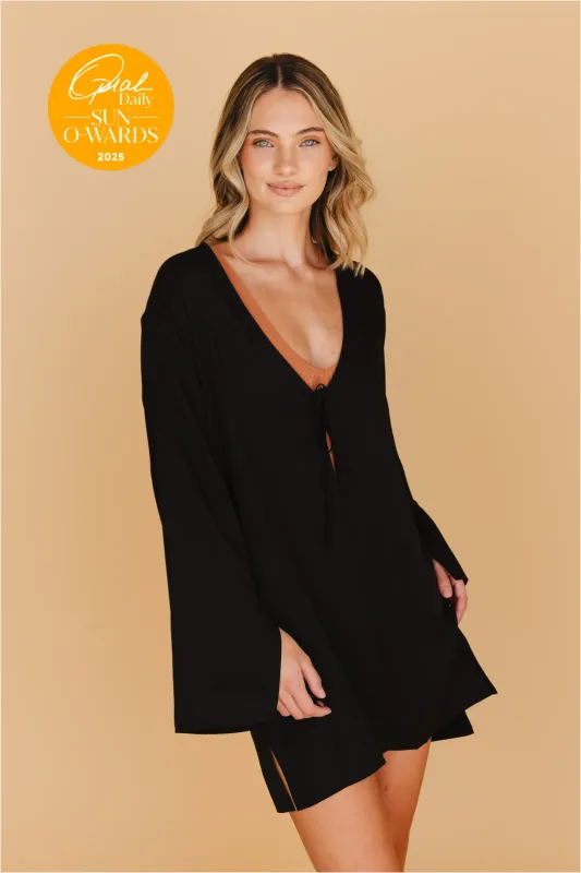 Lettie Front-Tie Top in Black sold by Tied Sunwear