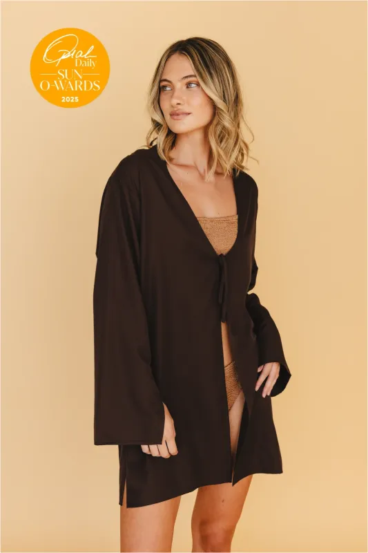 Lettie Front-Tie Top in Brown sold by Tied Sunwear