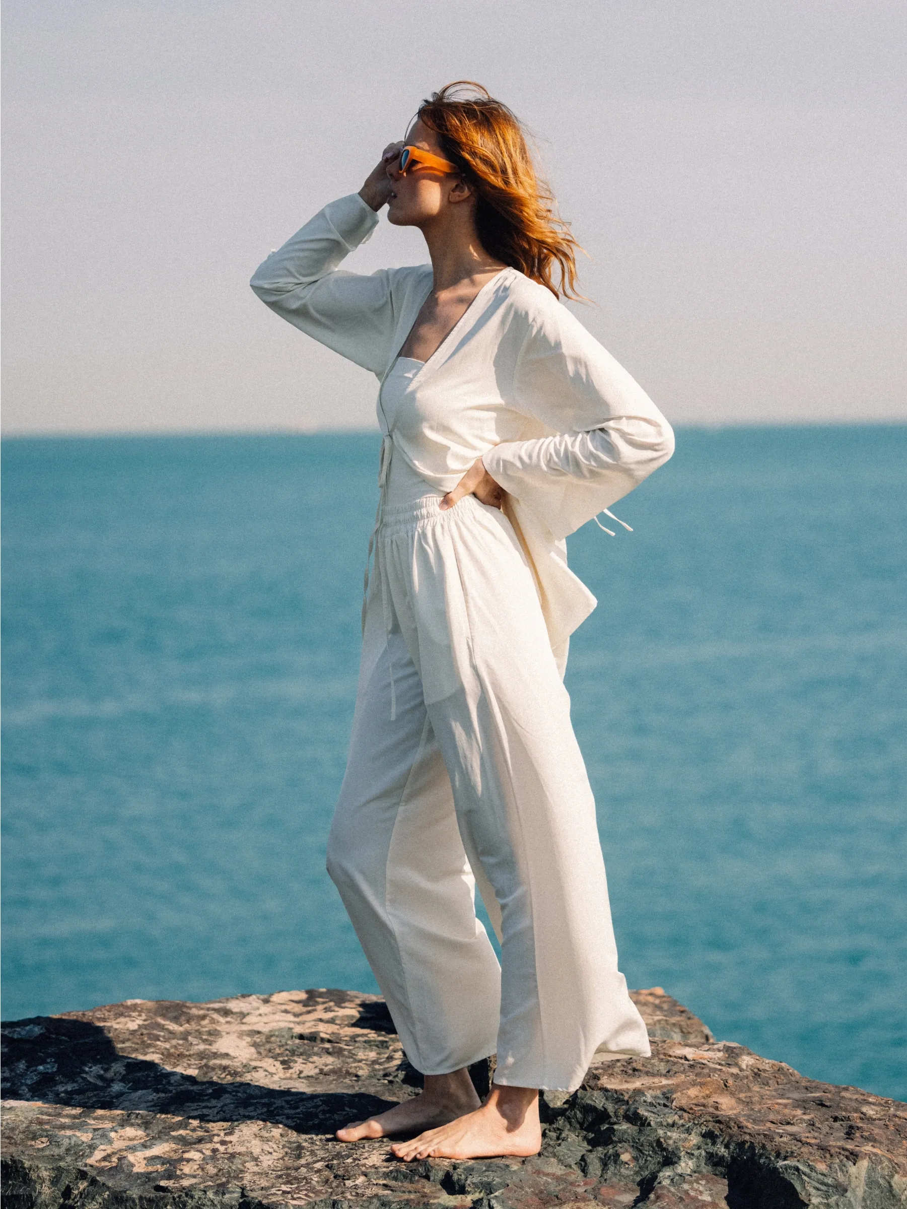 Lettie Front-Tie Top in Cream sold by Tied Sunwear product image thumbnail 2