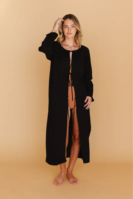 Naomi Front-Tie Dress in Black sold by Tied Sunwear