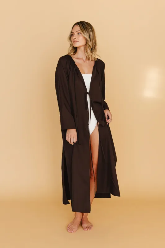 Naomi Front-Tie Dress in Brown sold by Tied Sunwear