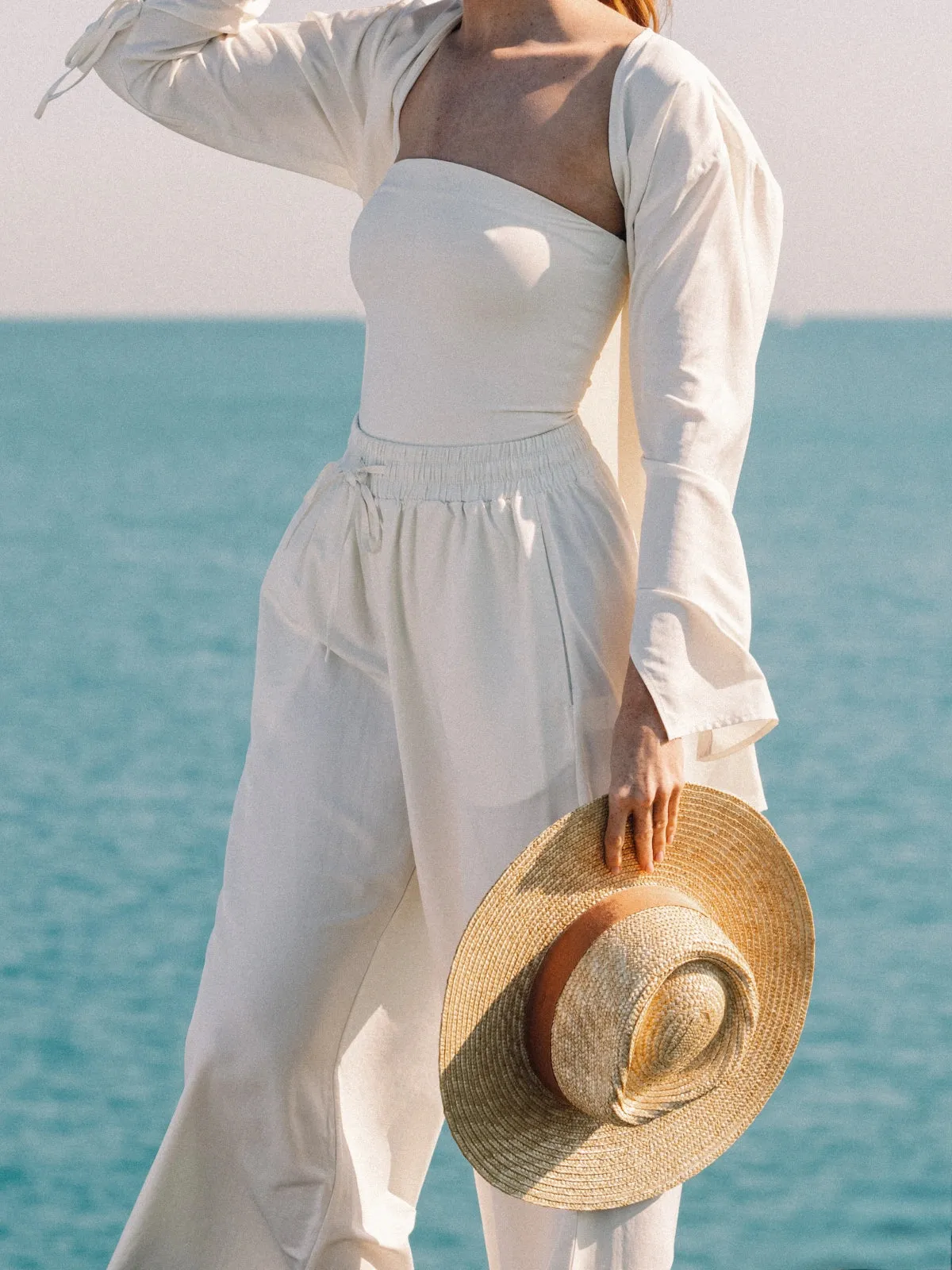 Karie Wide Leg Pants in Cream sold by Tied Sunwear product image thumbnail 2