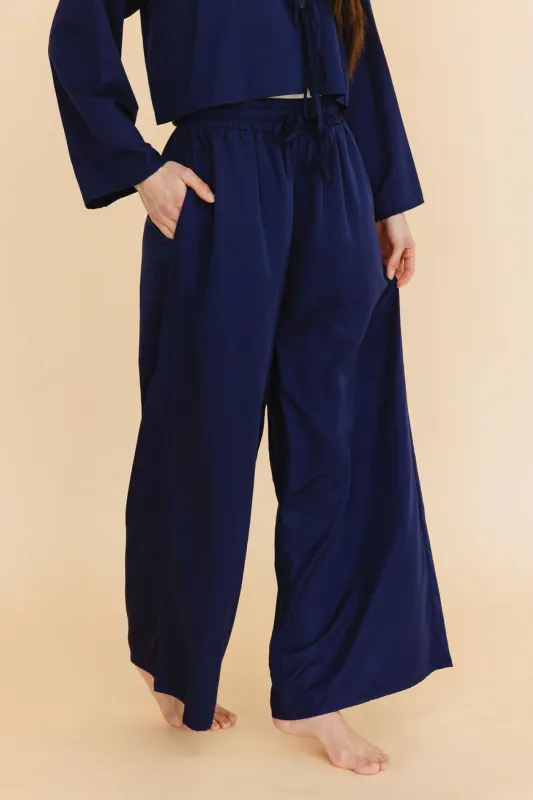 Karie Wide Leg Pants in Navy sold by Tied Sunwear