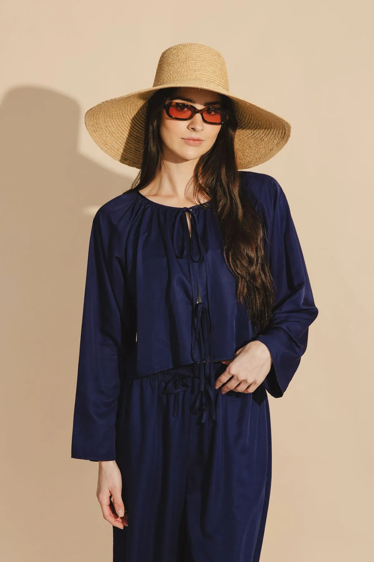 Georgie Front-Tie Top in Navy sold by Tied Sunwear product image thumbnail 2