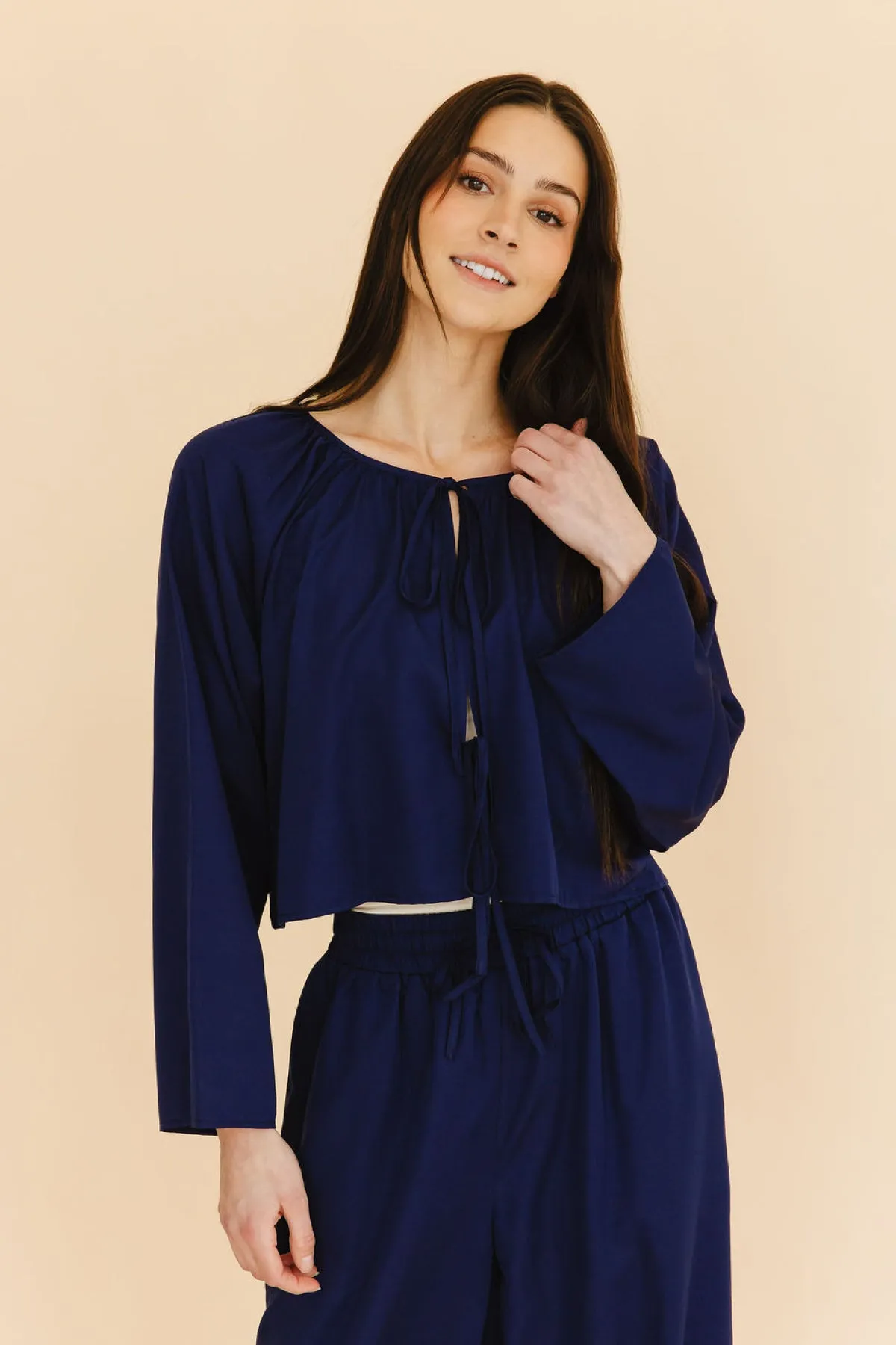 Georgie Front-Tie Top in Navy sold by Tied Sunwear product image thumbnail 3