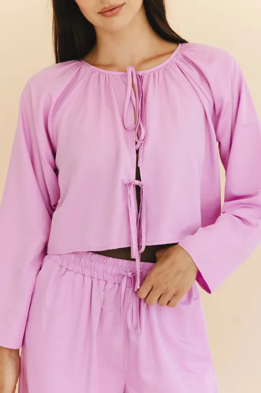 Georgie Front-Tie Top in Orchid made by Tied Sunwear