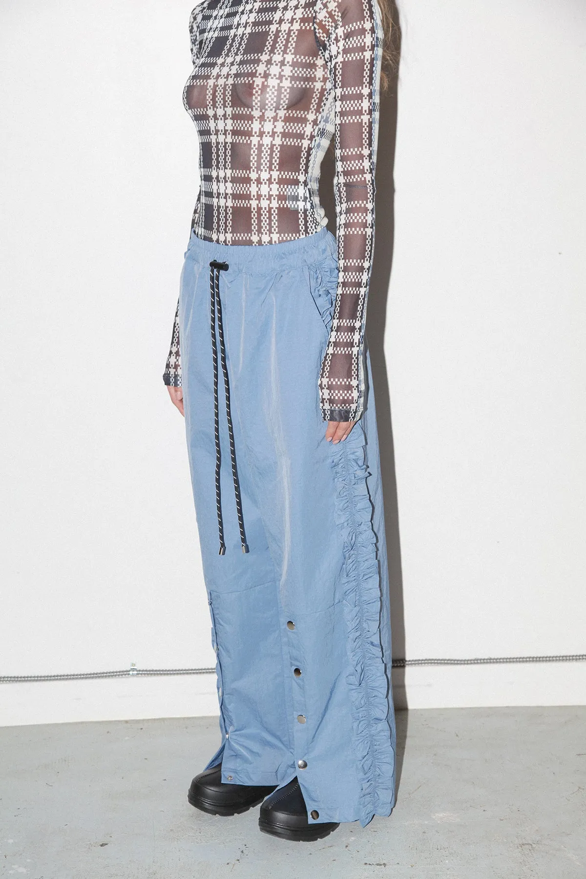 Ruffle Split Track Pant in Lake sold by KkCo product image thumbnail 5