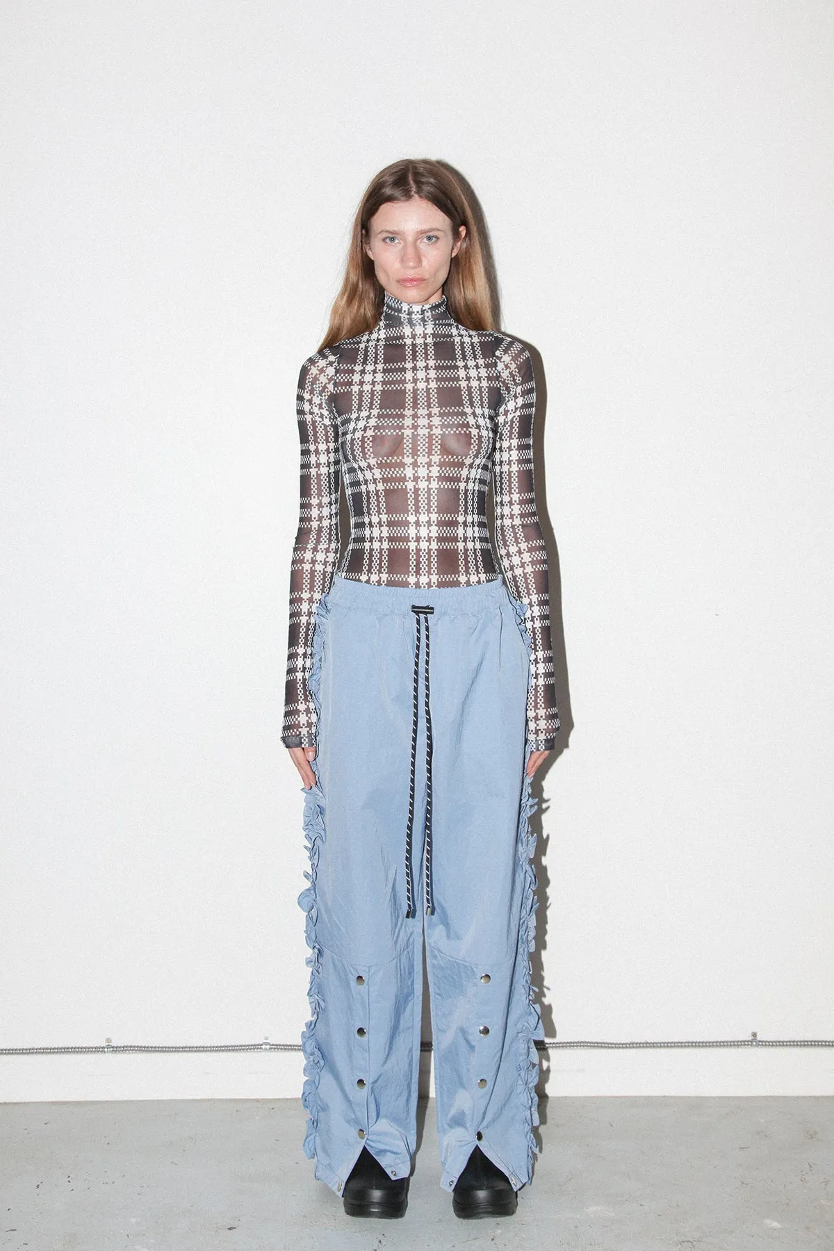 Ruffle Split Track Pant in Lake sold by KkCo product image thumbnail 2