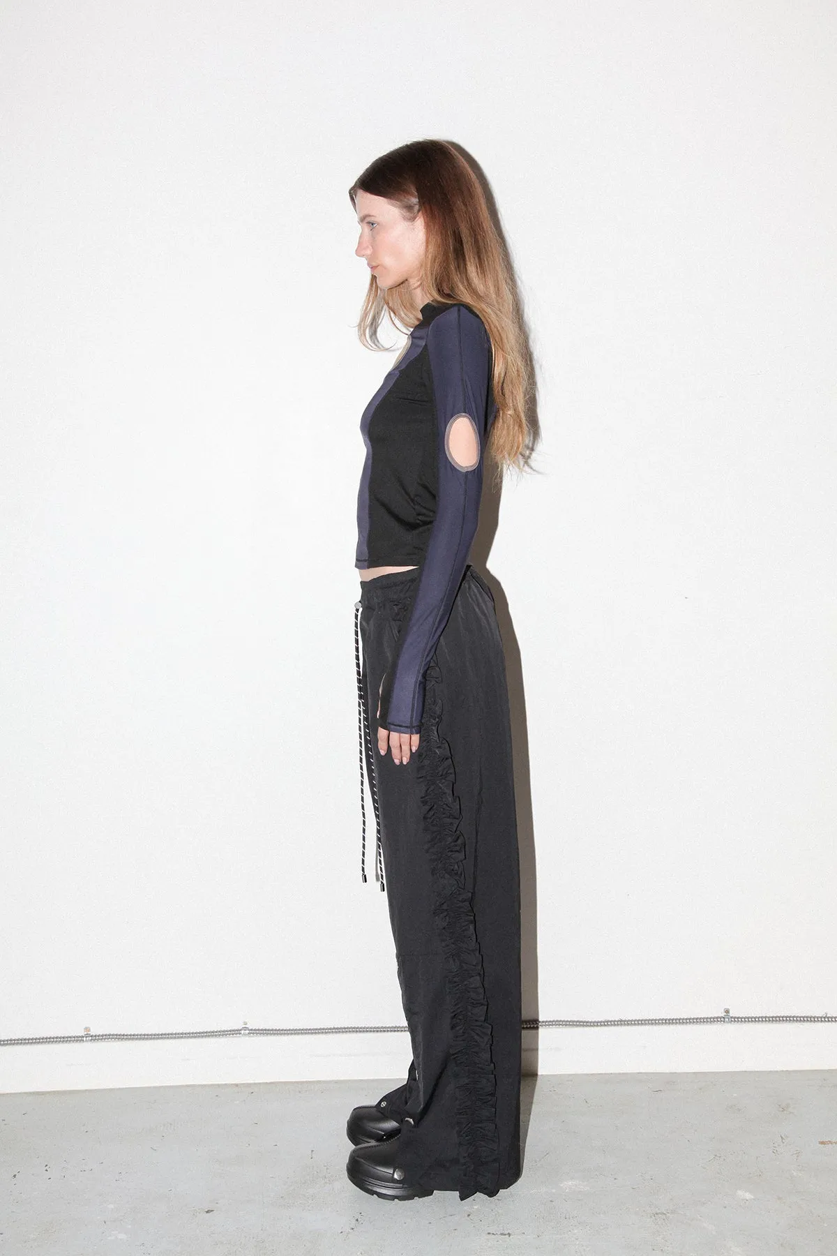 Ruffle Split Track Pant in Onyx sold by KkCo product image thumbnail 5