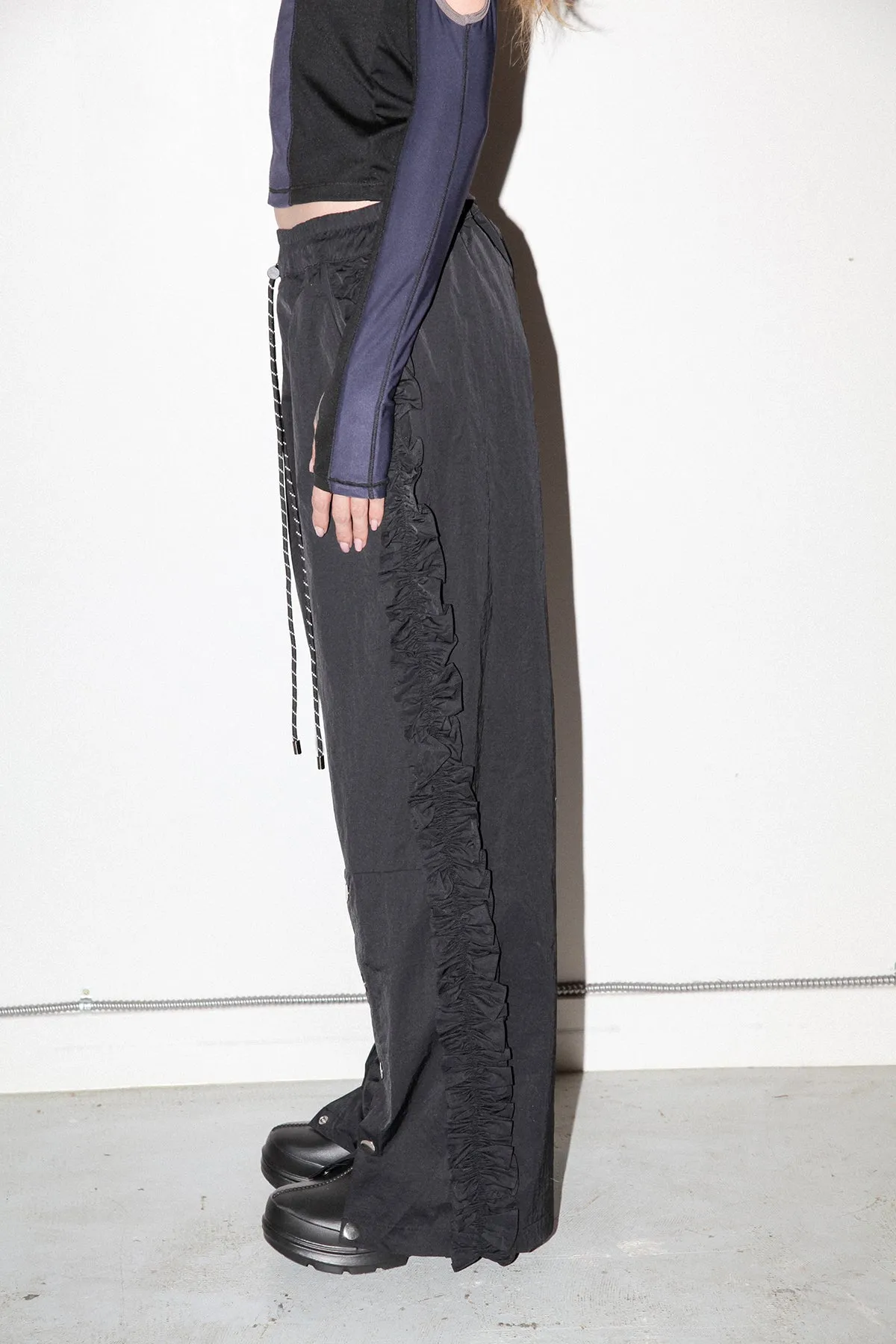 Ruffle Split Track Pant in Onyx sold by KkCo product image thumbnail 4