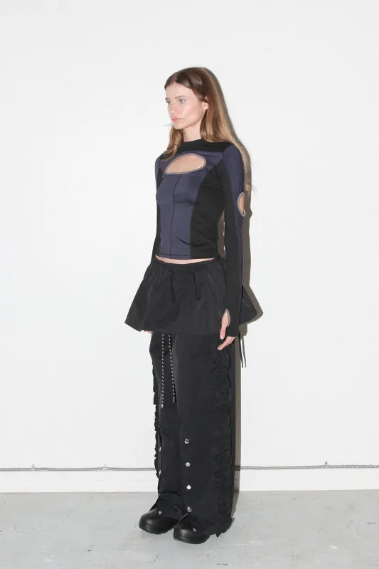 Nylon Peplum Apron in Onyx made by KkCo