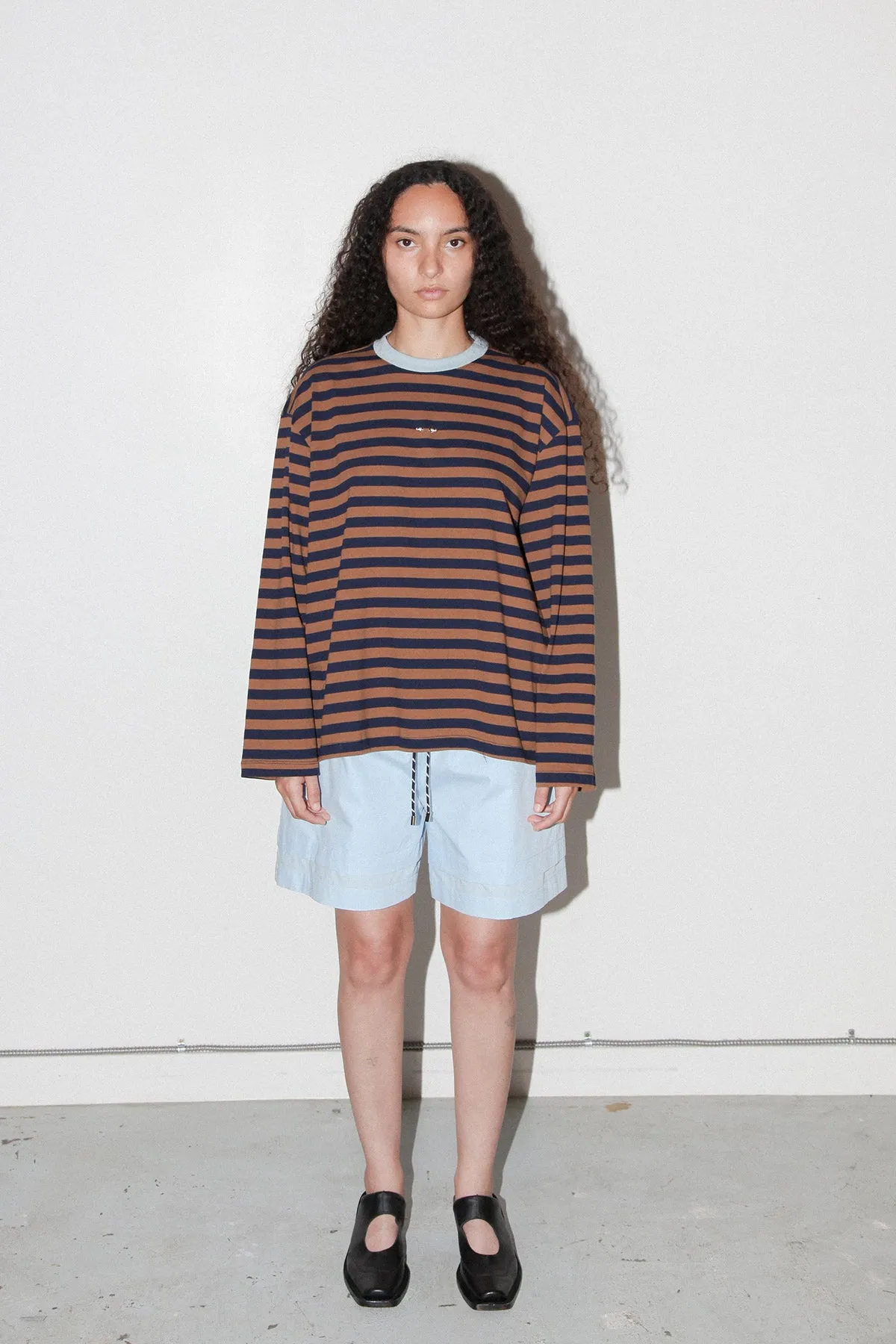 Striped Box Tee in Bark & Navy Stripe sold by KkCo product image thumbnail 3