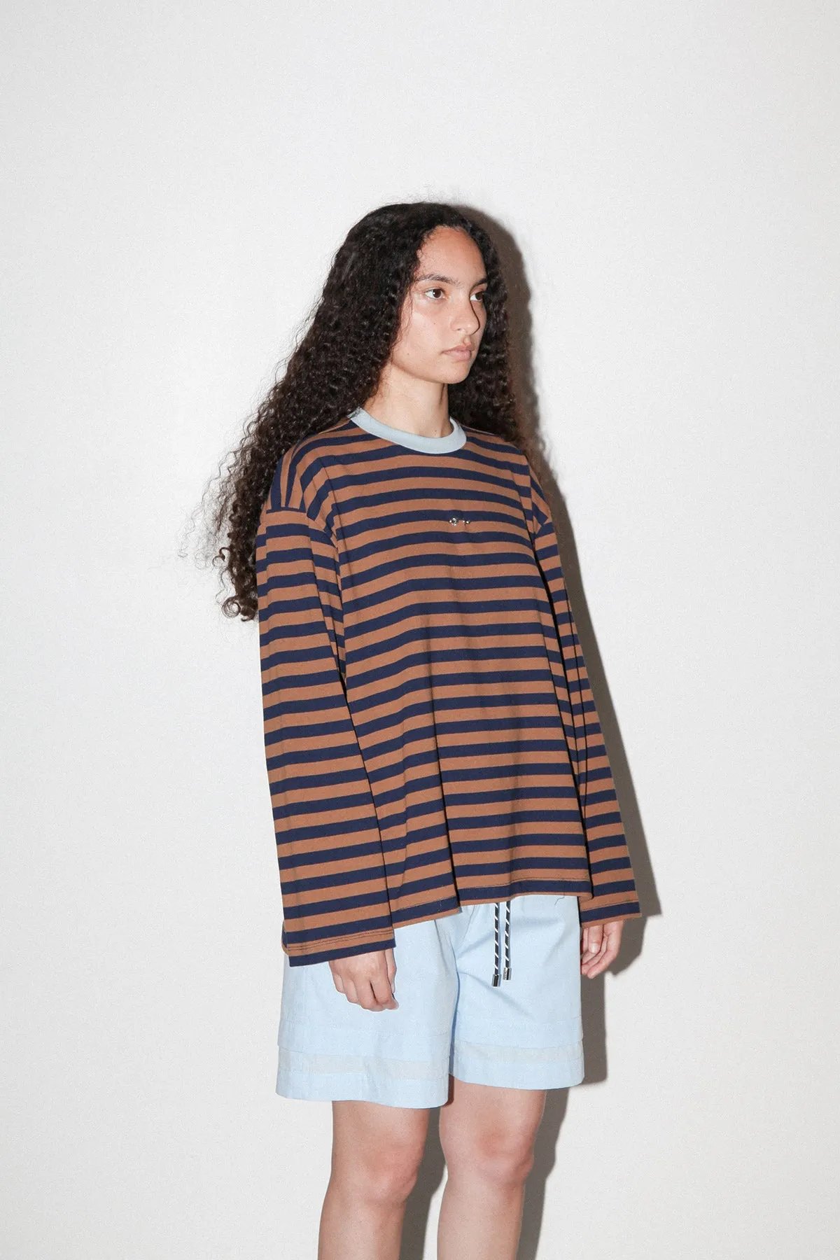 Striped Box Tee in Bark & Navy Stripe sold by KkCo product image thumbnail 4