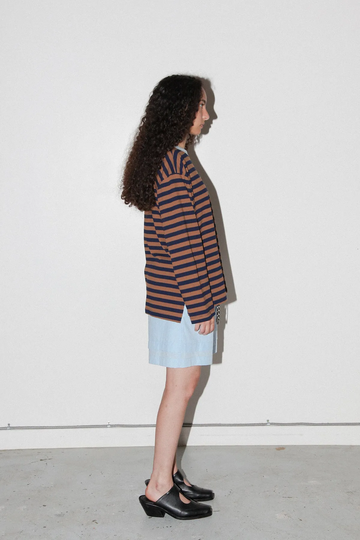 Striped Box Tee in Bark & Navy Stripe sold by KkCo product image thumbnail 5