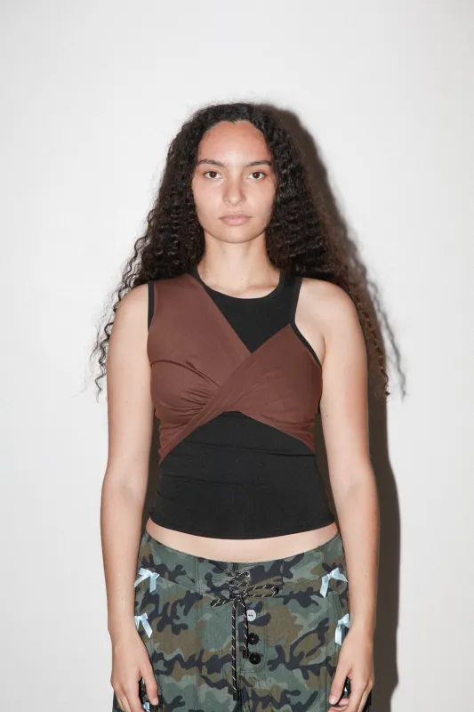 Twist Sport Tank in Onyx & Mud sold by KkCo