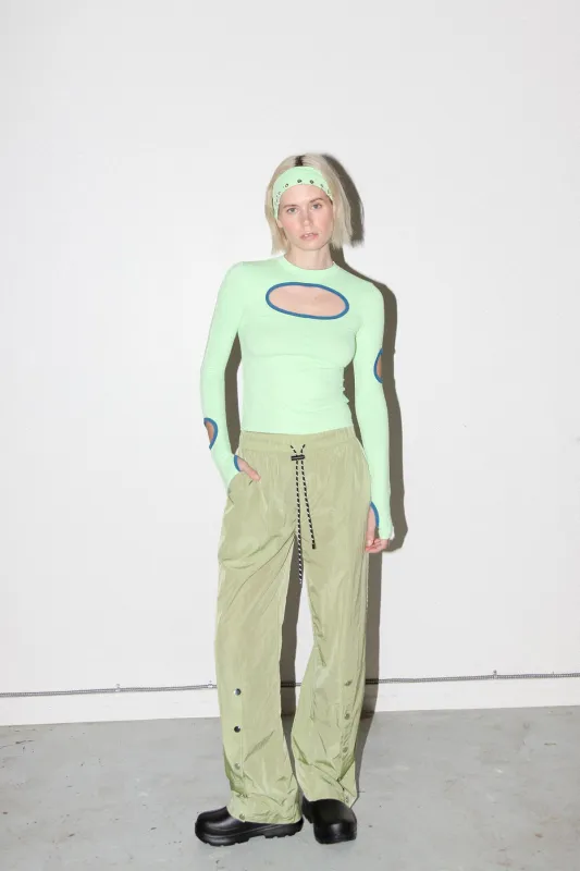 Split Track Pant in Algae sold by KkCo