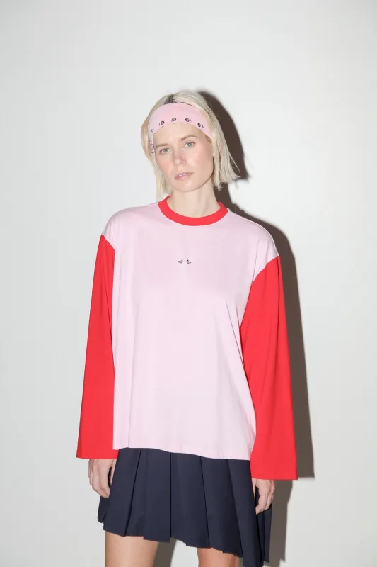 Contrast Box Tee in Pink & Red made by KkCo