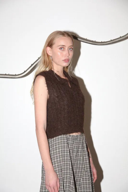 Studio 210 Cable Knit Sweater Vest in Coffee sold by KkCo