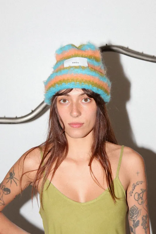 Striped Suri Beanie in Reef made by KkCo