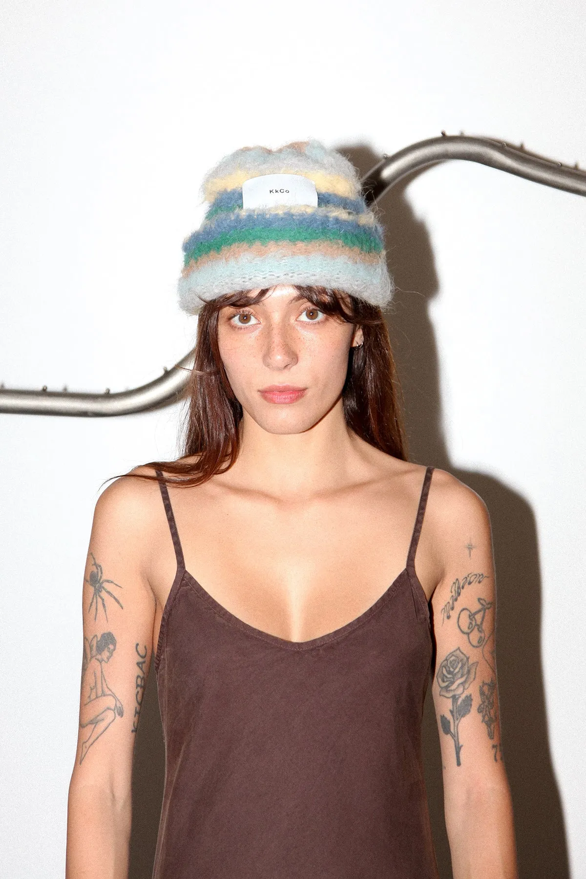 Striped Suri Beanie in Field sold by KkCo