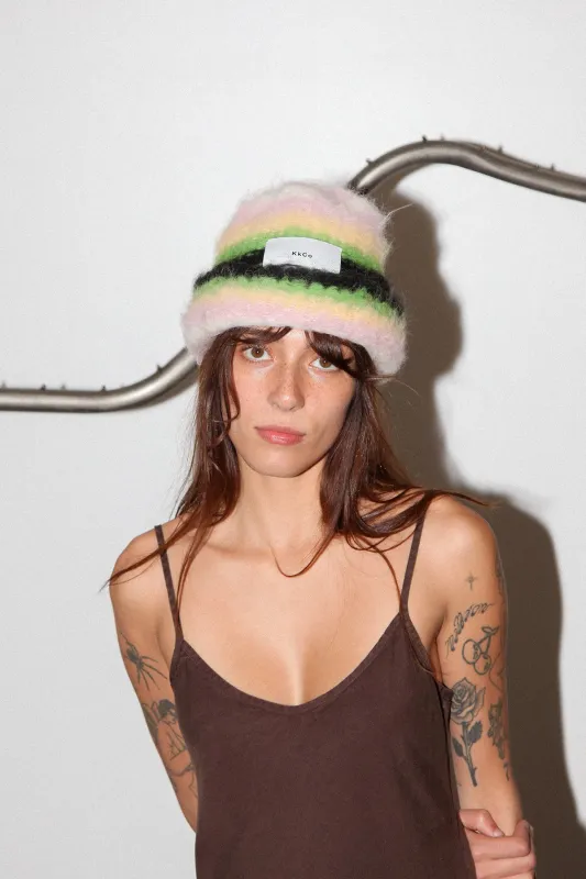Striped Suri Beanie in Frog made by KkCo