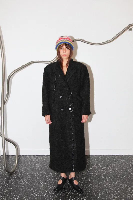 Cord Moss Coat in Black made by KkCo