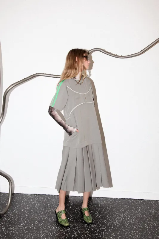 Box Pleat Dress in Ash made by KkCo