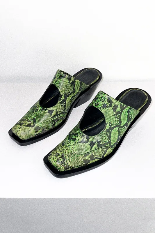 Circle Mule in Green Snake sold by KkCo