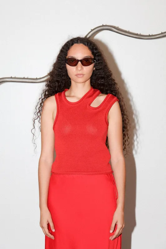 Slash Vest in Tomato made by KkCo