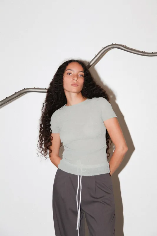 Gauze Ruched Tee in Ash sold by KkCo
