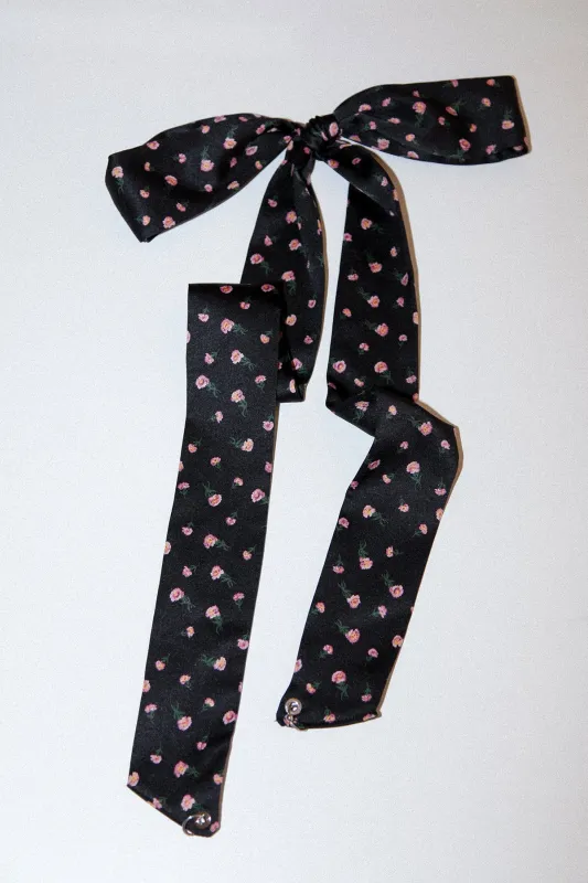 Pierced Hair Ribbon in Black Ditzy Print made by KkCo