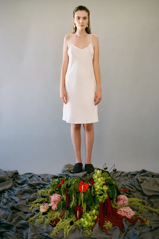 Short Silk Slip Dress in Pearl made by KkCo
