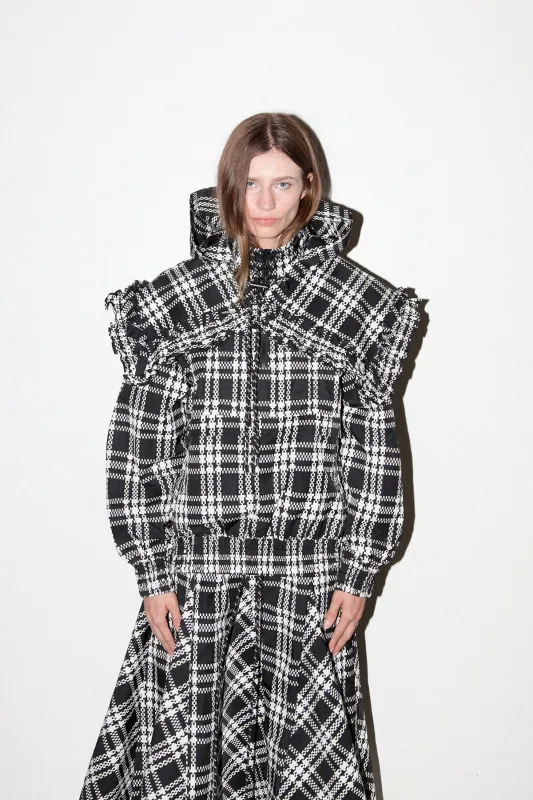 Plaid Hooded Collar in Black Plaid made by KkCo