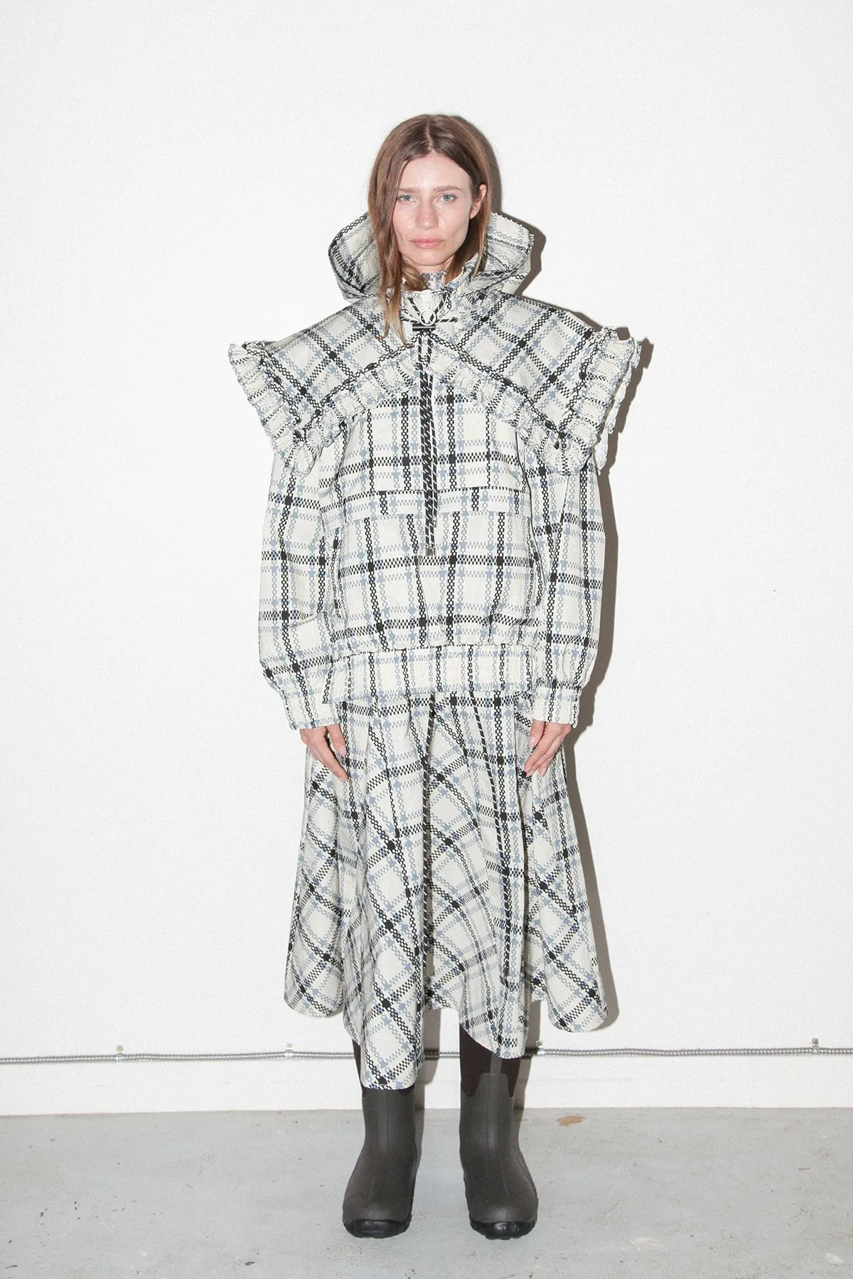 Plaid Hooded Collar in Ecru Plaid sold by KkCo product image thumbnail 2