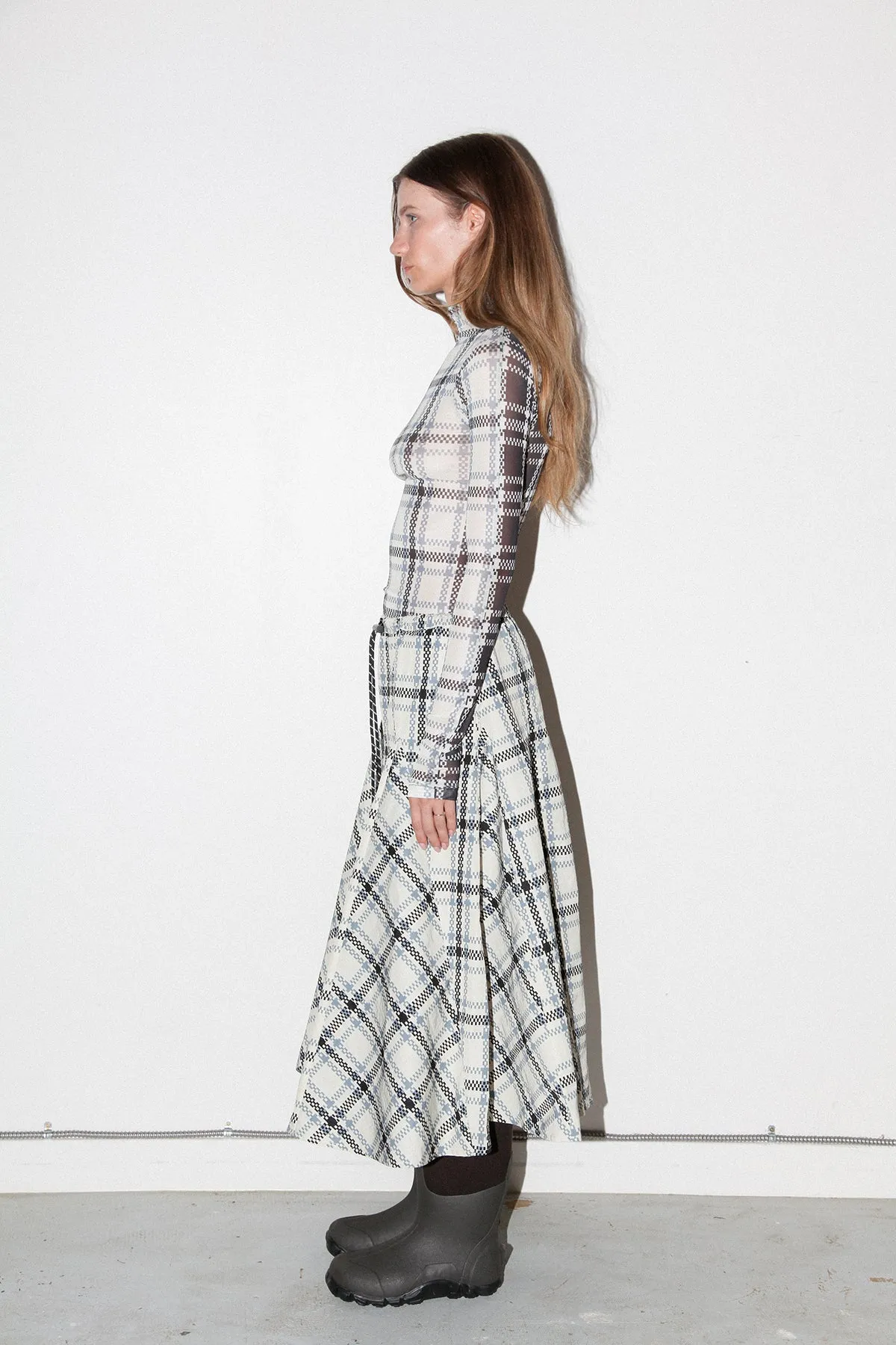Plaid Peak Skirt in Ecru Plaid sold by KkCo product image thumbnail 3